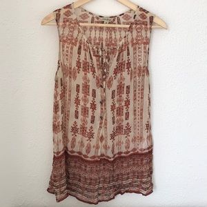 Lucky Brand Silky Boho Tunic Blouse Med